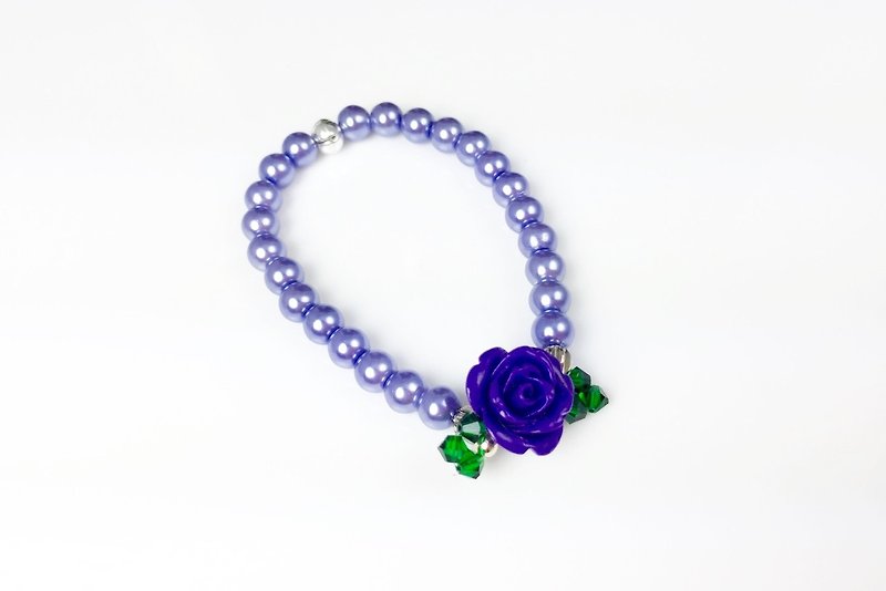 Purple pearl x Purple Rose - Bracelets - Other Materials Purple