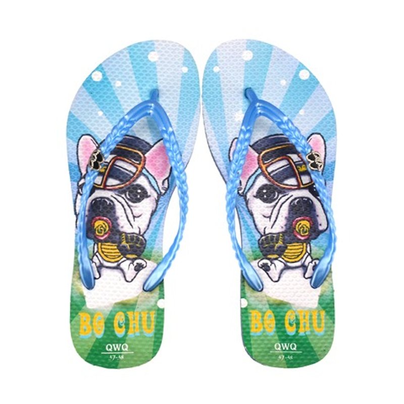 QWQ creative design flip-flops (no drill)-Bo Chu-blue [STN0351504] - Women's Casual Shoes - Waterproof Material Blue