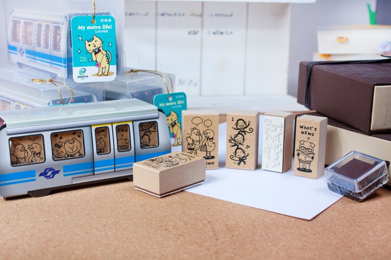 【ルーテルライン-My地下鉄生活！]ライフスタンプセット - 印鑑・スタンプ - 木製 