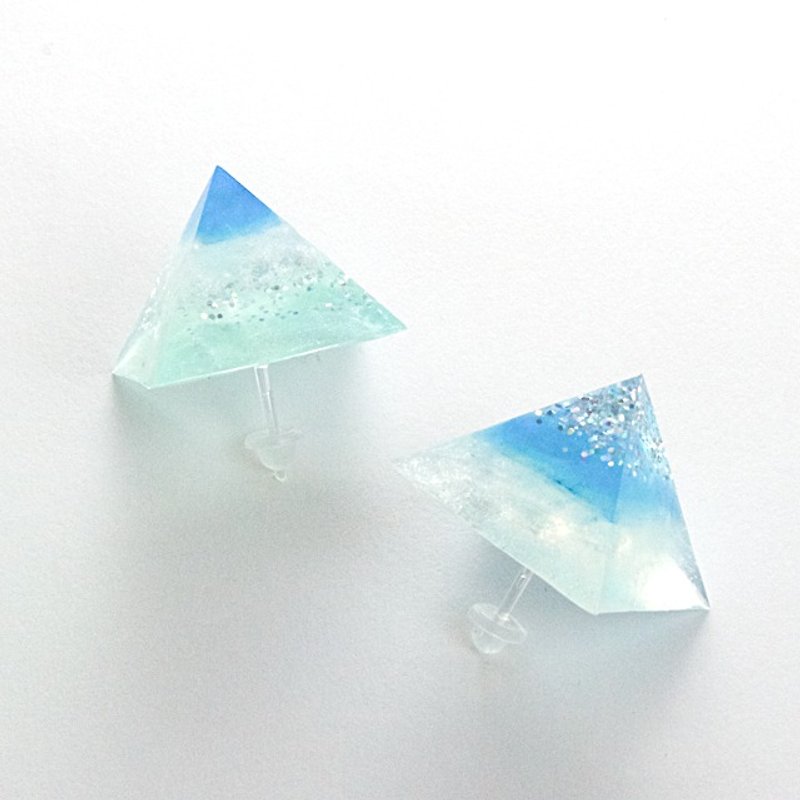 Pyramid-shaped earrings (blue) - Earrings & Clip-ons - Other Materials Blue