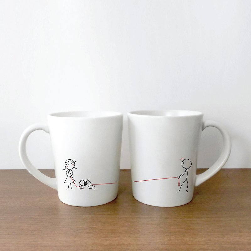 'Puppy Love' Boy Meets Girl couple mugs by Human Touch - Mugs - Clay White
