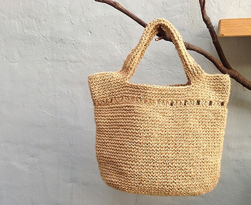 Hand-knotted jute bag ~ poetry life bag article A (single product) ~ hand-made poetry, happiness! - กระเป๋าถือ - พืช/ดอกไม้ สีทอง