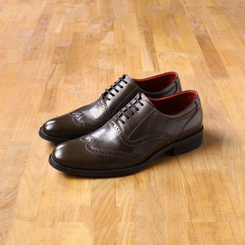 Vanger elegant beauty ‧ elegant carved Oxford shoes Va185 texture green Taiwan - Men's Oxford Shoes - Genuine Leather Green
