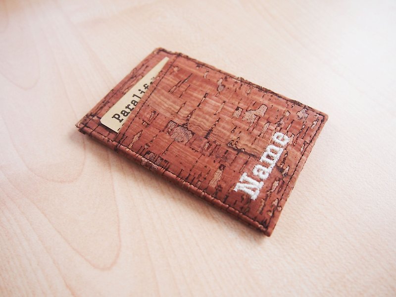 Paralife 片紋軟木 卡片銀包 量身訂造 可放 工作證 信用卡 加刺繡個性化名字 - 長短皮夾/錢包 - 木頭 咖啡色