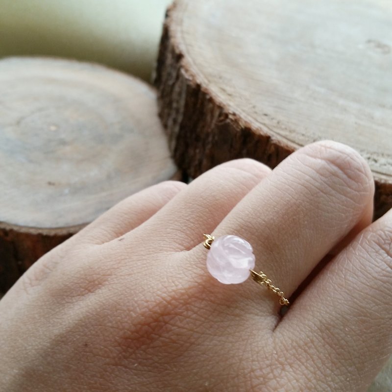 Gemstone General Rings Pink - Please provide size when order-gold-plated/silver-plated chain ring with pink quartz