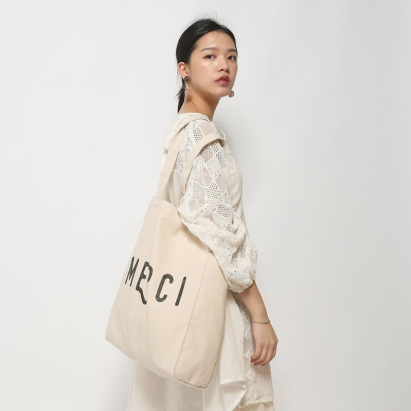 Canvas bag Tote bag Environmental protection Can buy a blank bag - กระเป๋าถือ - ผ้าฝ้าย/ผ้าลินิน ขาว