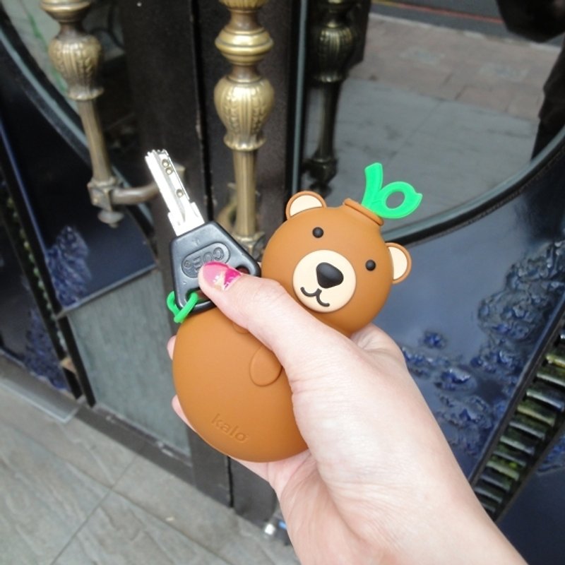 Kalo 卡樂創意 巧克力熊矽膠鑰匙包 鑰匙套  聖誕禮物 - 鑰匙圈/鑰匙包 - 矽膠 金色