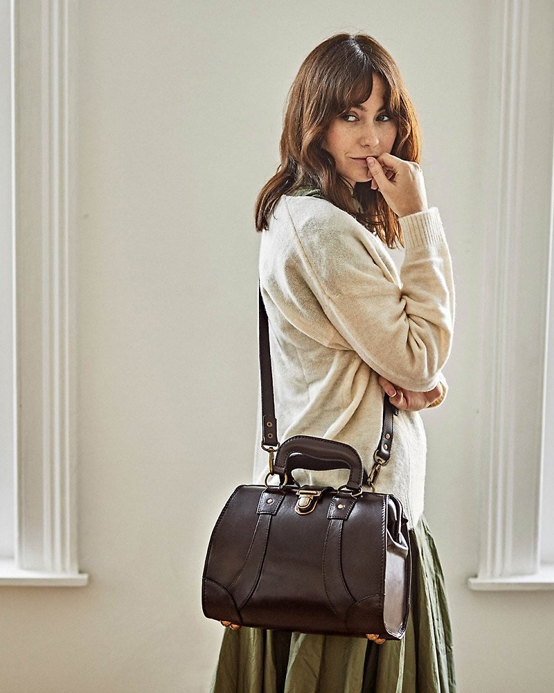JAQUELINE Vintage Leather Doctor Bag Brown - Handbags & Totes - Genuine Leather Brown