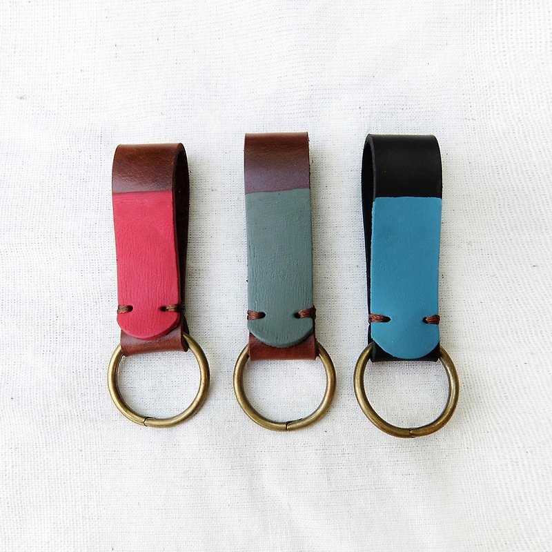 Key ring : color dipping leather - ที่ห้อยกุญแจ - หนังแท้ สีนำ้ตาล