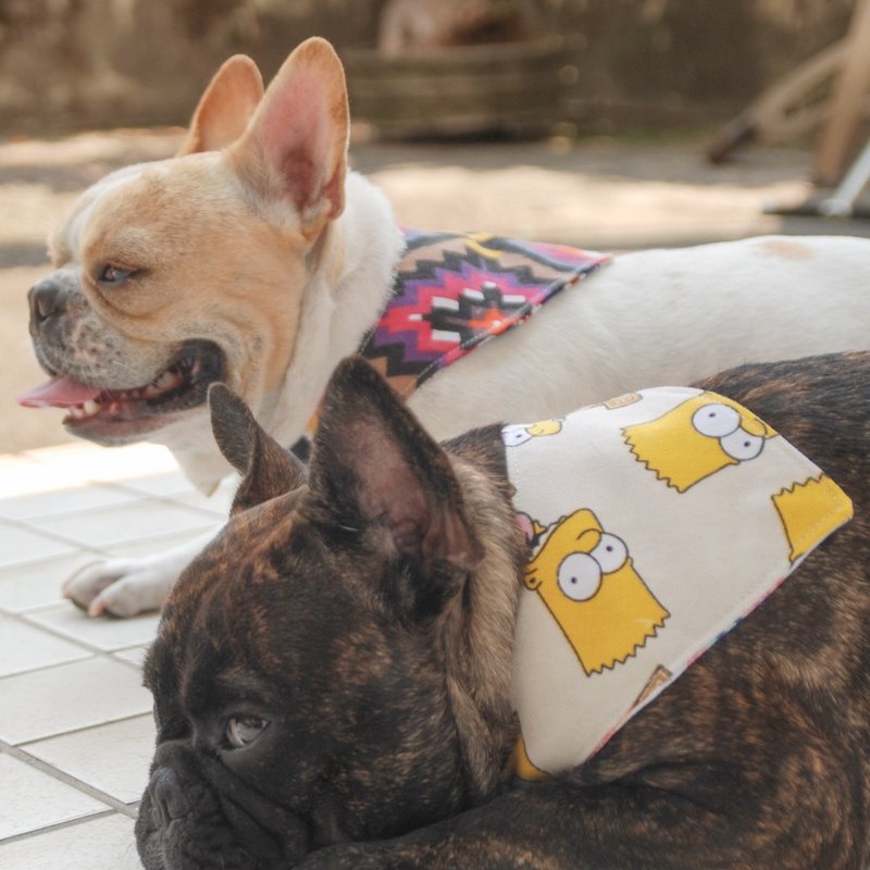 寵物手作服-夏日辛普森來搗蛋雙面領巾 - 寵物衣服 - 其他材質 黃色