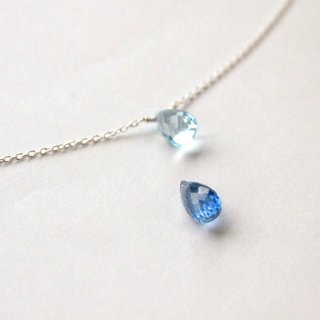 ジャーナルブルー石/宝石素肌 レインボーシルバー ネックレス 鎖骨