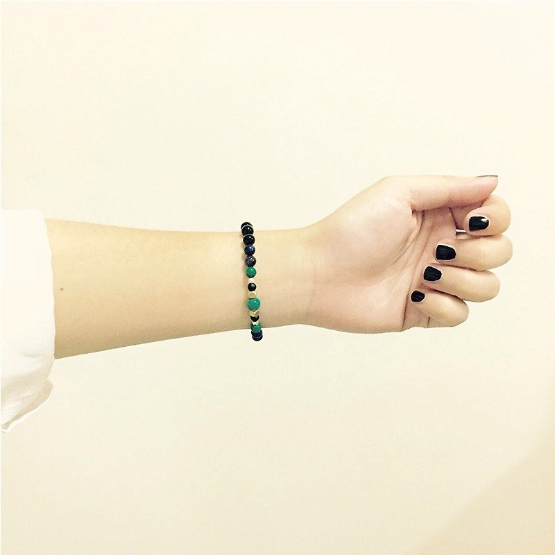 ENERGY ◆ Black - natural ore / turquoise / lapis lazuli / Obsidian / Bronze/ bracelet bracelet gift custom designs - สร้อยข้อมือ - เครื่องเพชรพลอย สีดำ