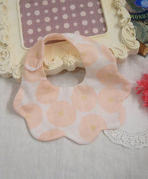 玫潔莉絲手作舖 日本二重紗 粉紅泡泡嬰幼兒圍兜 口水巾 彌月禮 雲朵造型