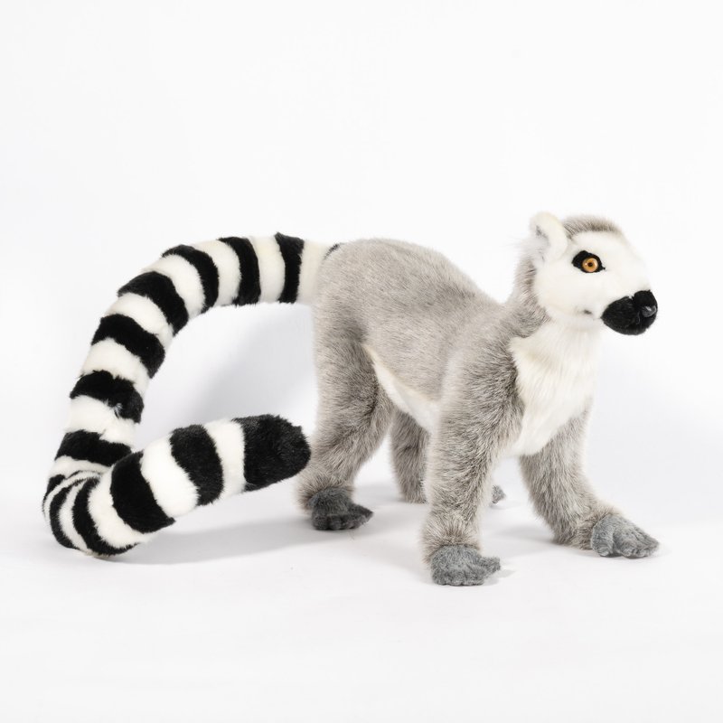 ハンザ 6854-ワオキツネザル 立ち姿 48cm - 人形・フィギュア - サステナブル素材 グレー