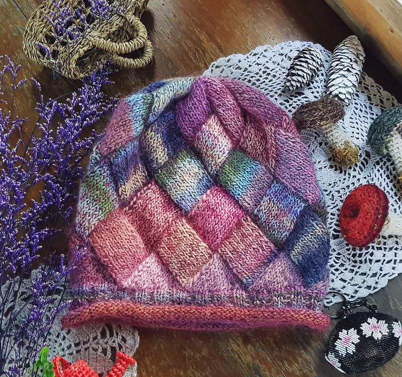 Handmade Handmade - Plaid Fighting - Wool Knitted Cap [Spot] - หมวก - ขนแกะ หลากหลายสี