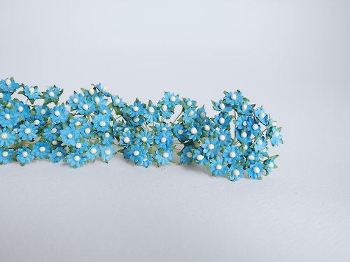 makemefrompaper paper flower, 100 pcs. small daisy DIY paper, size 1.00 cm., blue aqua color