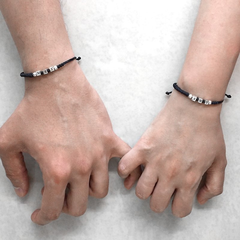 Cubes Engraving Couples Bracelet | Love Couples Bracelet | Cube Couples Bracelet - สร้อยข้อมือ - เงิน 