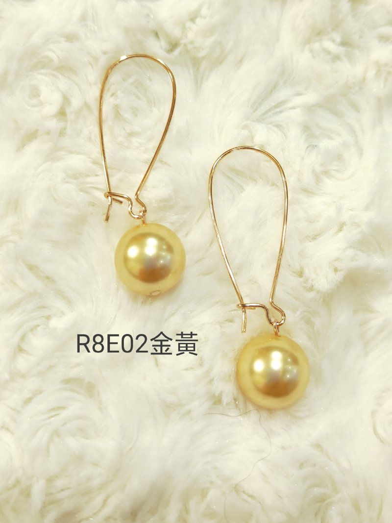 *我是設計*R8E02 施華洛世奇水晶珍珠耳環 - 耳環/耳夾/耳骨夾 - 珍珠 金色