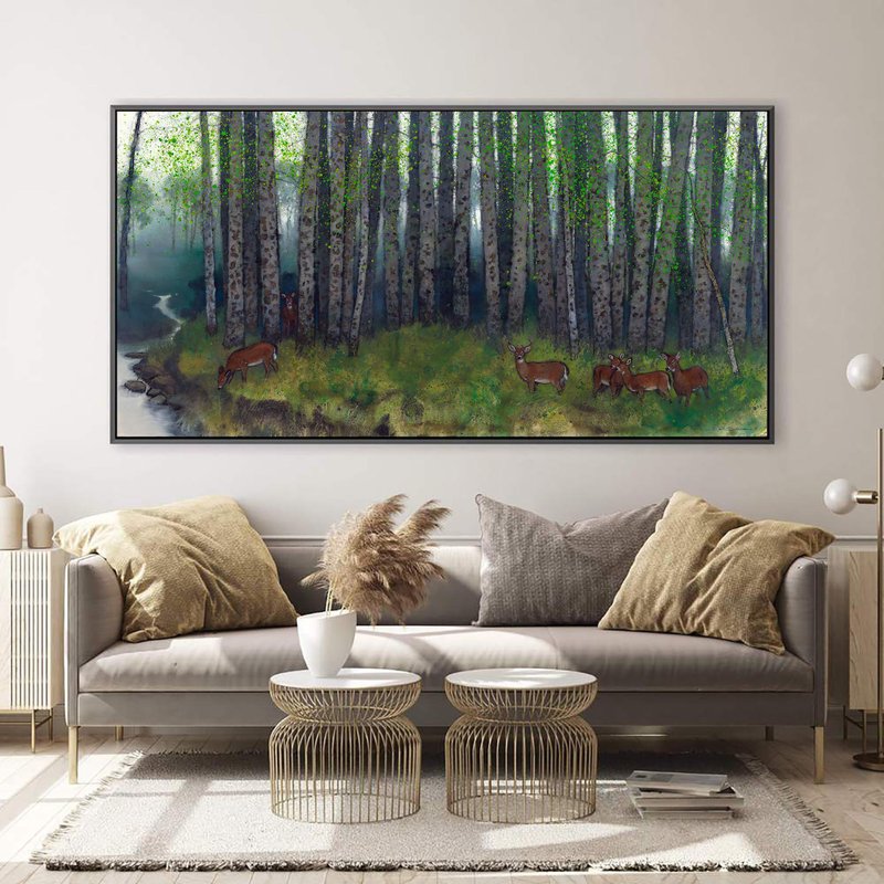 【Limited Edition】Taiwan sika deer in the forest Wall Art, Canvas Giclee Prints - Posters - Other Materials Green