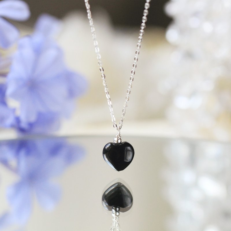 Queen of Spades. Love black onyx 925 sterling silver necklace. July birthstone birthday gift for girls - Necklaces - Sterling Silver Black