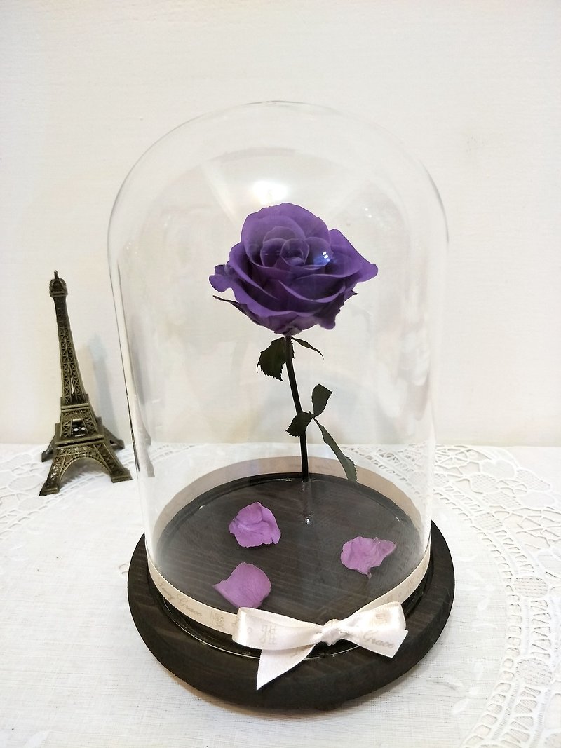 l magic floating rose with light glass cover flower ceremony - elegant purple l * not withered flowers. stellar flowers. eternal flowers - ตกแต่งต้นไม้ - พืช/ดอกไม้ สีม่วง