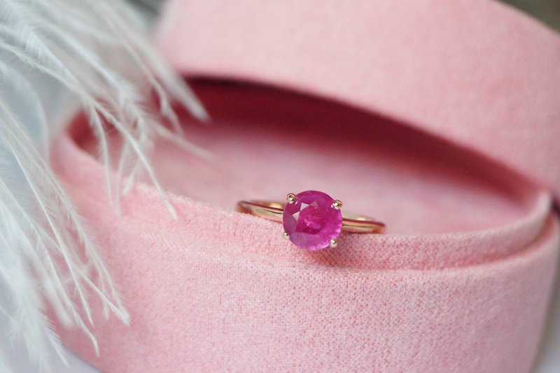 Natural Ruby Silver925 Ring, July Birthstone ring, Gift for her. - 戒指 - 純銀 紅色