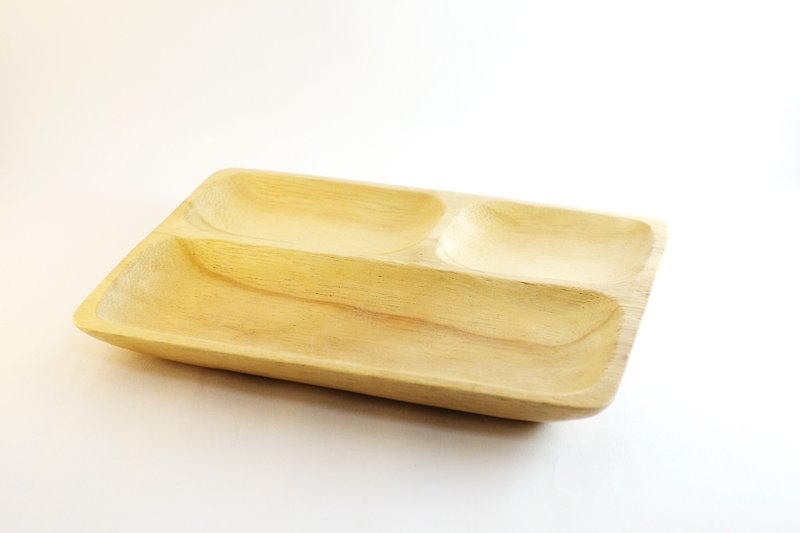 Rectangular 3-sectioned wooden plate - จานเล็ก - ไม้ 