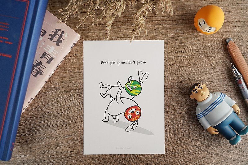 Lovely Planet Bunny Postcard l Wrestling Bunny - การ์ด/โปสการ์ด - กระดาษ ขาว