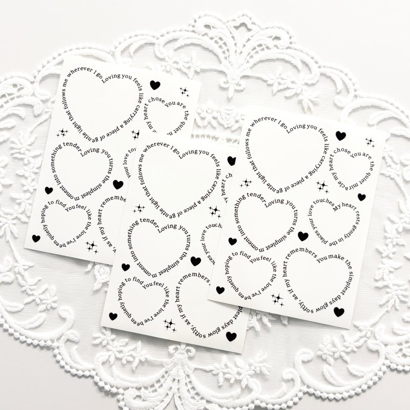 Heart Lettering Transparent Sticker - 貼紙 - 其他材質 黑色