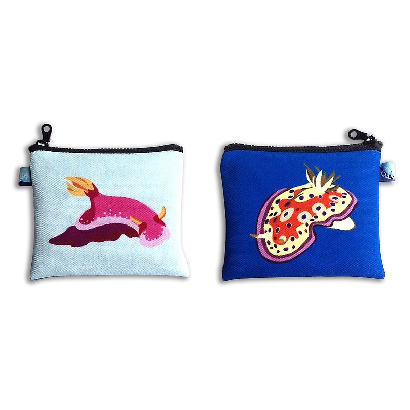 設計款NB147 - 【兩面兩色】雙面海蛞蝓零錢包#淺藍 X 寶藍 - 散紙包 - 其他材質 藍色