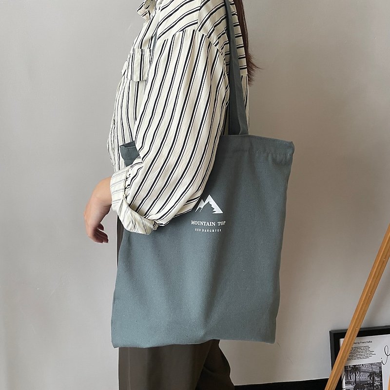 Mountain zipper canvas bag canvas bag canvas bag - กระเป๋าถือ - วัสดุอื่นๆ 