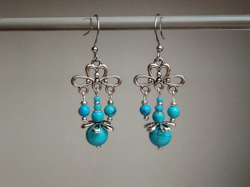 Turquoise earrings drop dangle blue earrings boho albinabeadart - ต่างหู - เครื่องเพชรพลอย สีน้ำเงิน