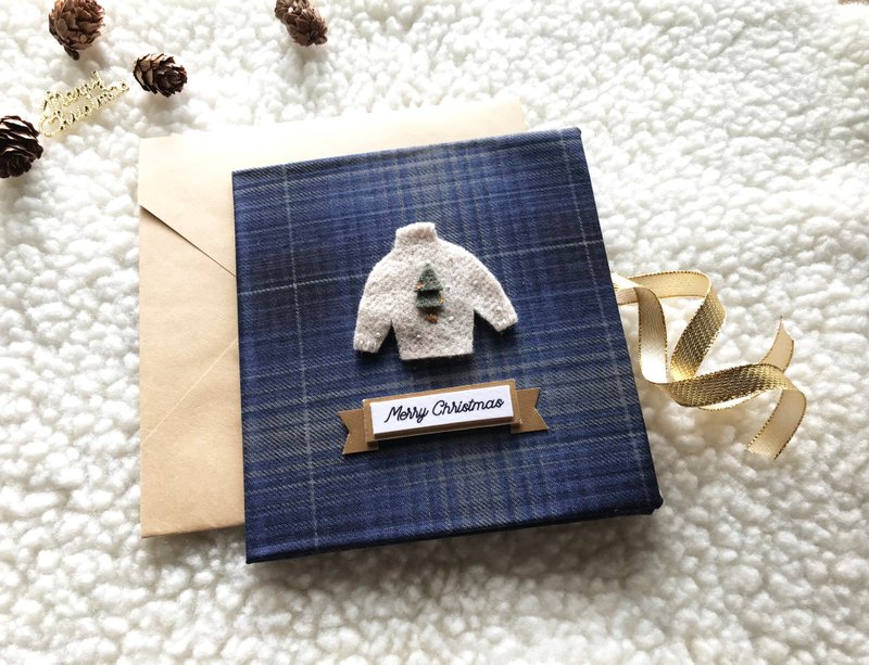 聖誕樹小毛衣 sweater 手工卡片 聖誕卡 Handmade Xmas card 藍色 - 卡片/明信片 - 其他材質 多色