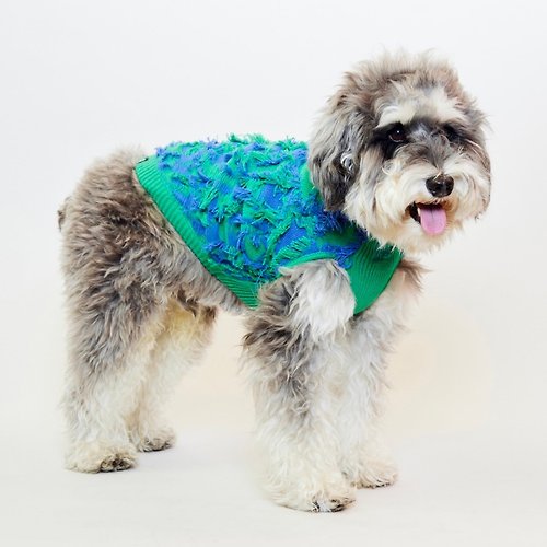 pegion-dog 【HAINU】DAMAGED SWEATER-GREEN×SKY BLUE