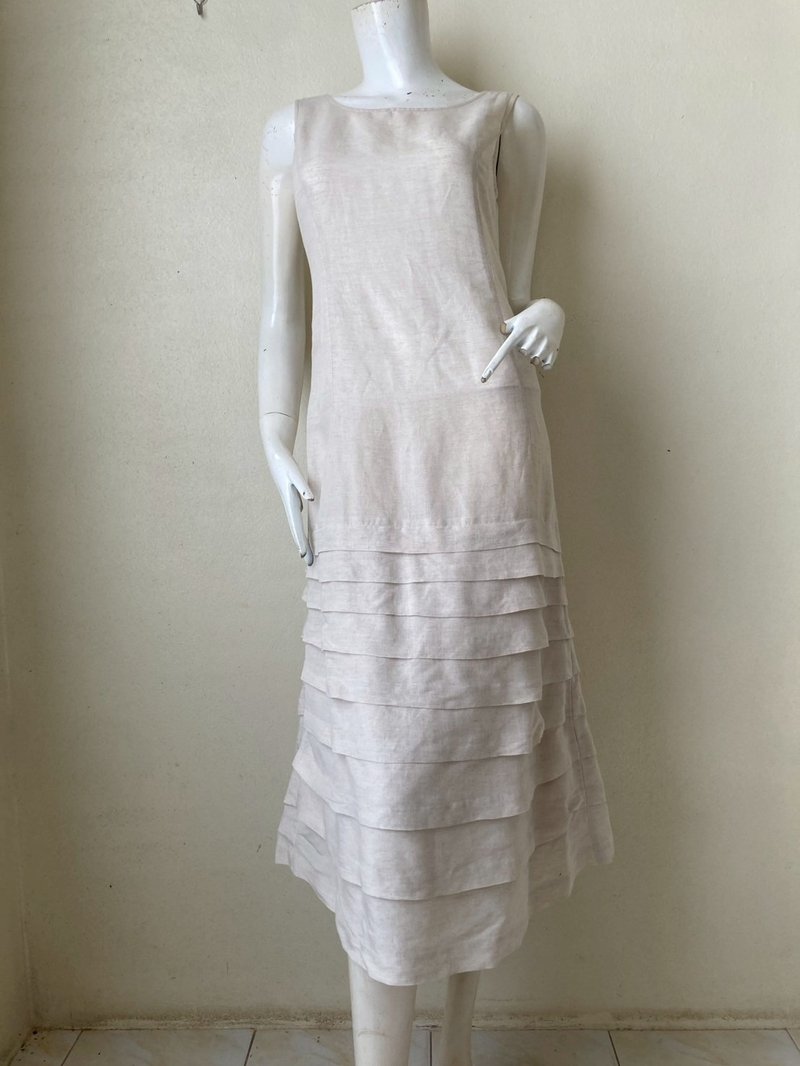 Vintage TABASA PARIS Rayon and numb Dress // Summer dress / Size 34 ( XS ) - 洋裝/連身裙 - 棉．麻 
