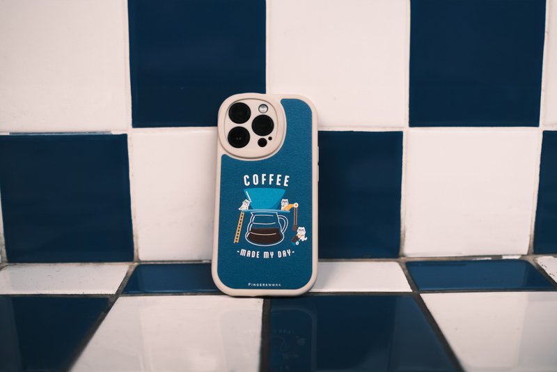 Coffee Made My Day anti-fall phone case - Phone Cases - Plastic Blue