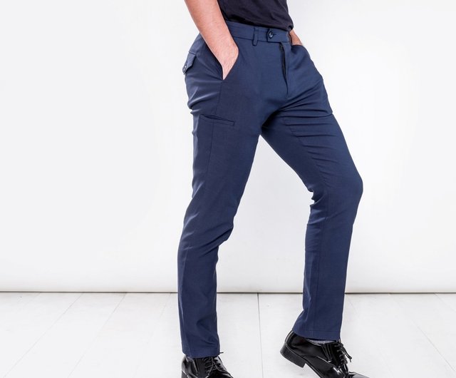 MH003 Manton Yale Blue Eight Pockets Business Gentleman Pants