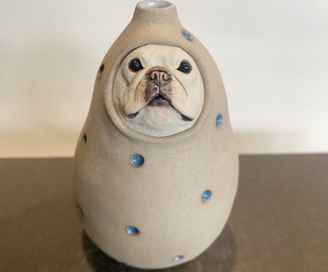 ゆとり炉 フレンチブルドッグ クリーム 一輪挿し ゆとり炉 フレンチ