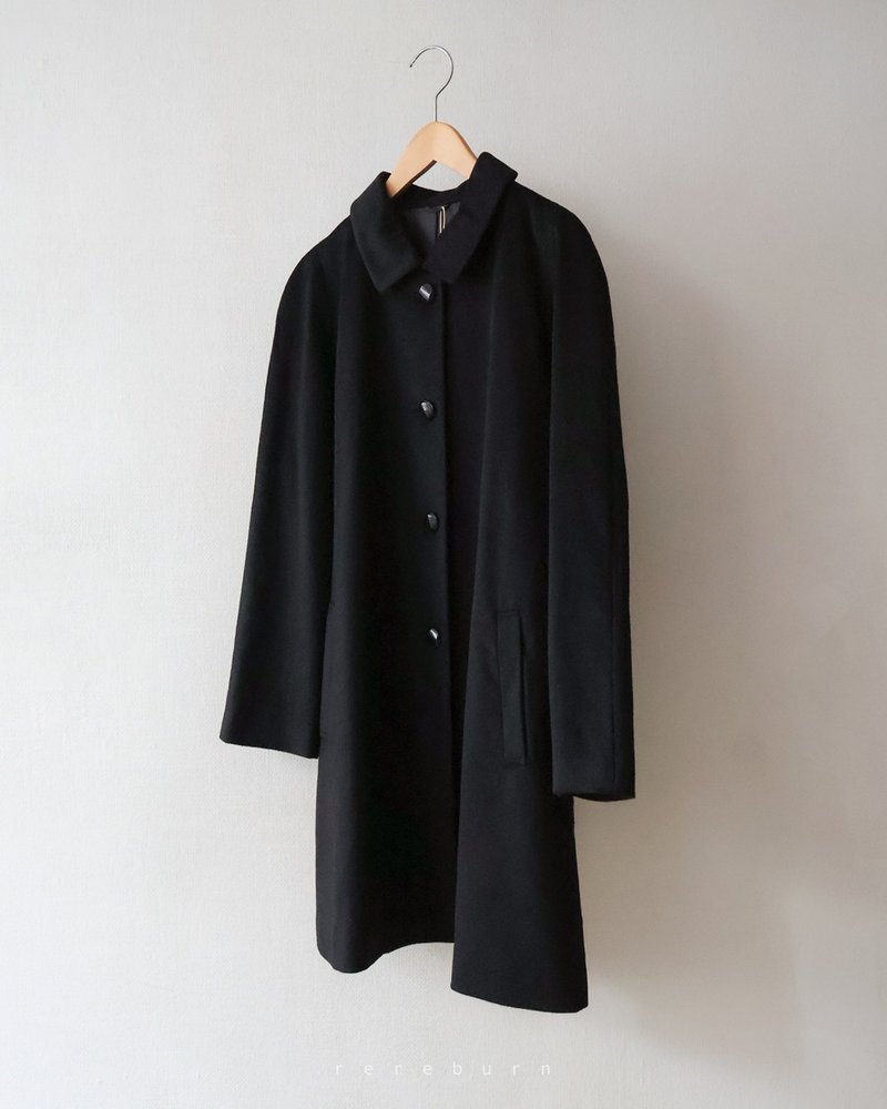 Early Spring Retro Tailored Japanese Kashmir Wool Black Thin Vintage Coat Jacket - Women's Casual & Functional Jackets - Wool Black