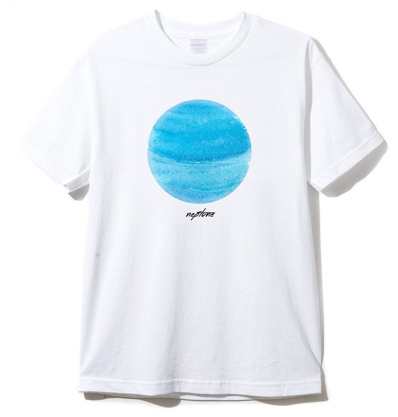 neptune 海王星 短袖T恤 白色 星球 行星 宇宙 銀河 太空 - 男 T 恤 - 棉．麻 白色