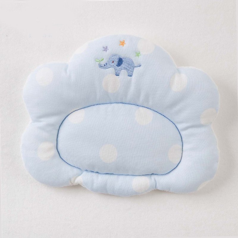 棉．麻 嬰兒床/床圍/寢具 藍色 - 【日本妖精の森】嬰兒枕頭(藍色小象)
