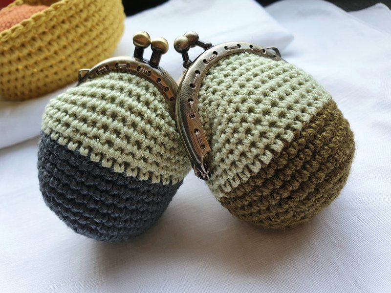 Crochet/clasp frame/blue/green - Coin Purses - Cotton & Hemp 