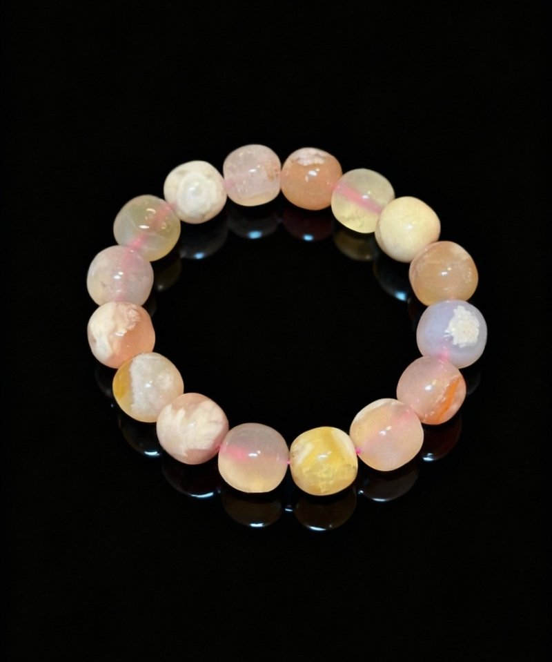 Crystal.EAA 老形櫻花瑪瑙手串 - 手鍊/手環 - 水晶 粉紅色