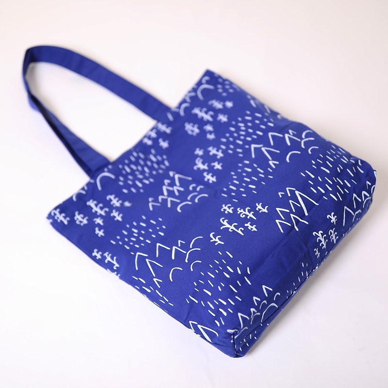 荒草漫步購物袋-公平貿易 - 手袋/手提袋 - 棉．麻 藍色