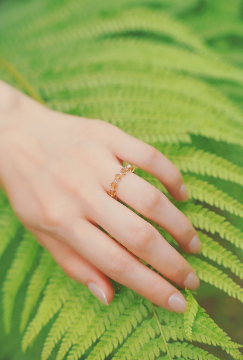 Swarovski Crystal Bead Ring-Amber - แหวนทั่วไป - วัสดุอื่นๆ สีนำ้ตาล