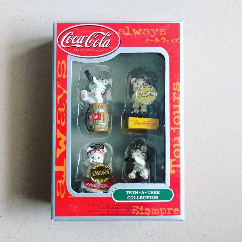 美國老物 Coca Cola公司出品 老鼠與可樂系列造型公仔吊飾盒組 - 玩偶/公仔 - 塑膠 白色