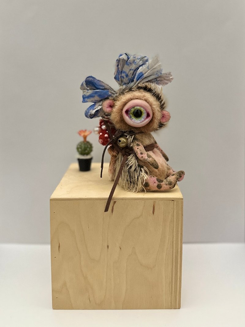 Hedgehog cyclop - doll; teddy bears friend; friend for blythe_MADE-TO-ORDER! - 公仔/玩偶 - 其他材質 咖啡色