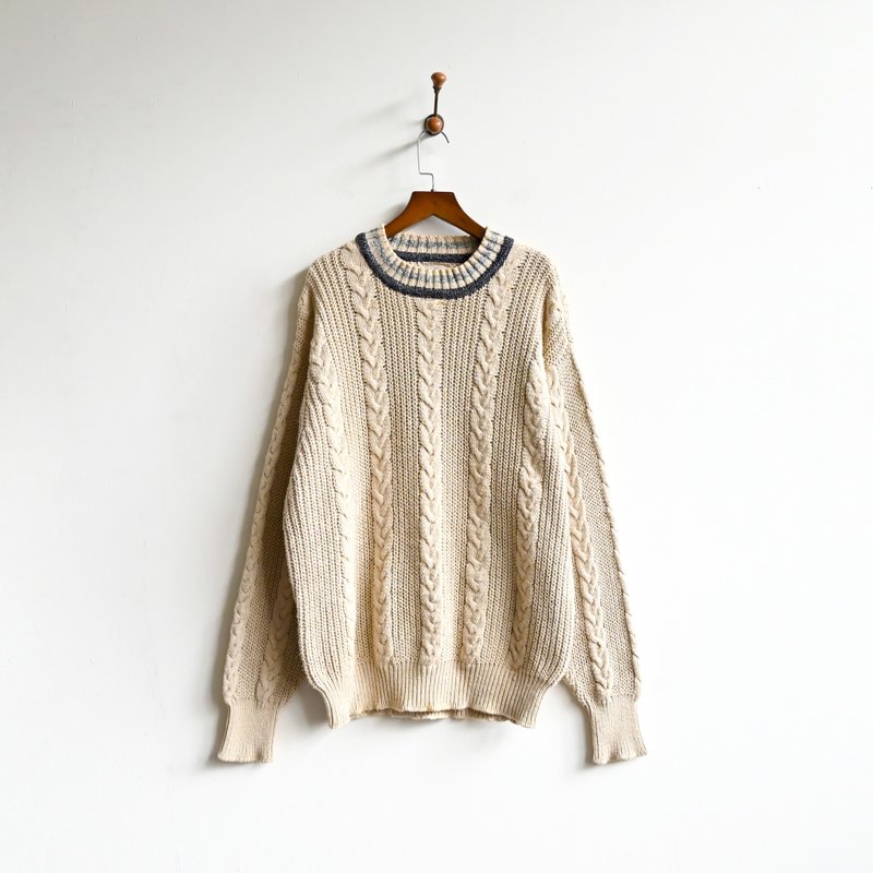 [Egg Plant Vintage] Lightweight Trail Cotton Woven Pattern Vintage Sweater - Women's Sweaters - Cotton & Hemp 