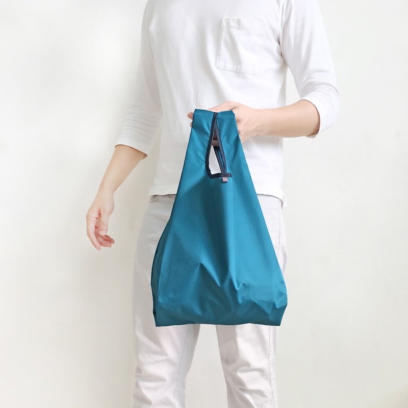 U3 No. 3 Eco Shopping Bag / Indigo / Two-tone - กระเป๋าถือ - เส้นใยสังเคราะห์ สีน้ำเงิน