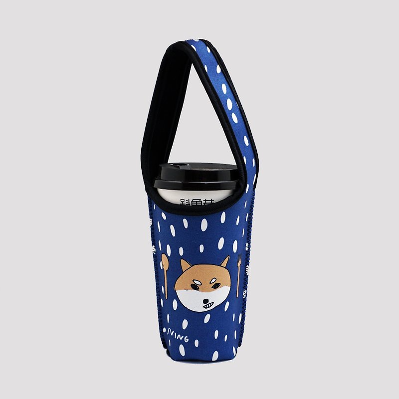 BLR Eco-friendly Beverage Bag Zhang Ning Co-branded Blue Shiba Inu Ti 102 MONOCUP - Beverage Holders & Bags - Polyester Blue